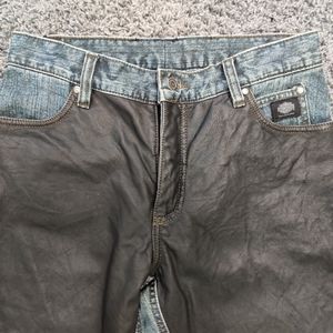Harley Davidson leather and denim boot cut jeans